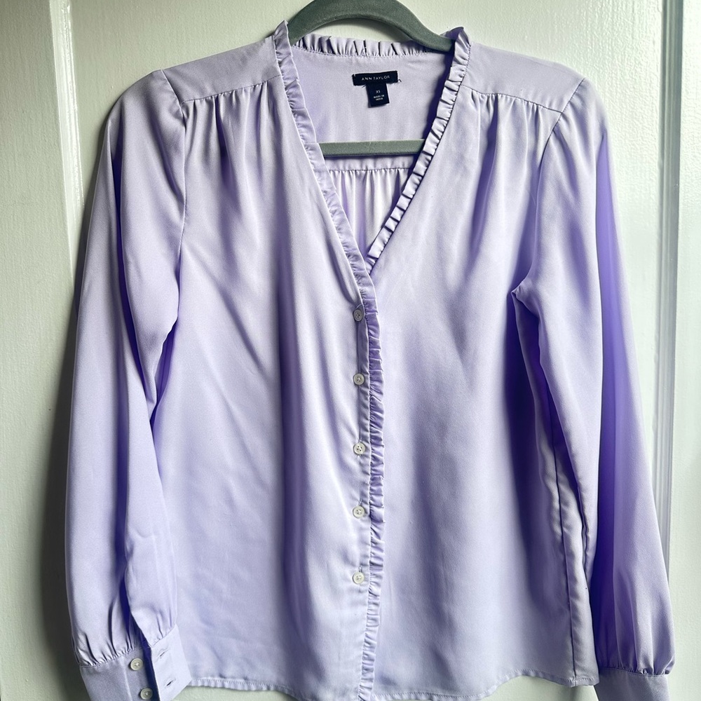 Ann Taylor Lavender Button-Up Blouse